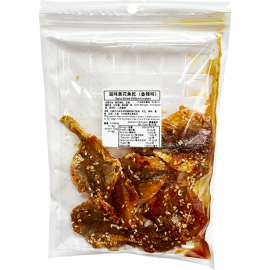 滋味黃花魚乾 (香辣味) 100g包裝 (+/-8g) 配上辣椒 惹味刺激 口感鮮美 配上啤酒一流 讓您在品嚐時感受到辛辣的滋味 平行進口產品  Dried Yellow Croaker (Spicy Flavour) 100g/bag (+/-8g) Parallel import goods