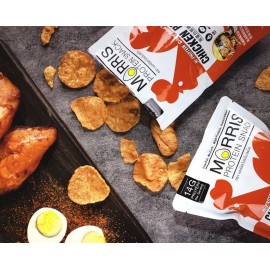 [生酮主意] Morris 零碳水雞胸肉脆片 (燒烤味) 16g/包 x 2包裝 Morris 打破薯片高脂高碳宿命 零碳水化合物 低GI 生酮飲食 低卡路里 低脂肪含量 100% 還原薯片爽脆口感 再沒有零食罪惡感負擔 泰國製造 平行進口貨品 [Ketogenic Life] High Protein Chicken Breast Crispy Baked Snack (BBQ flavor) 16g/bag x 2pcs Made in Thailand Parallel Import goods