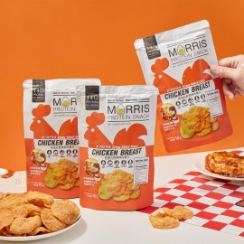 [生酮主意] Morris 零碳水雞胸肉脆片 (燒烤味) 16g/包 x 2包裝 Morris 打破薯片高脂高碳宿命 零碳水化合物 低GI 生酮飲食 低卡路里 低脂肪含量 100% 還原薯片爽脆口感 再沒有零食罪惡感負擔 泰國製造 平行進口貨品 [Ketogenic Life] High Protein Chicken Breast Crispy Baked Snack (BBQ flavor) 16g/bag x 2pcs Made in Thailand Parallel Import goods