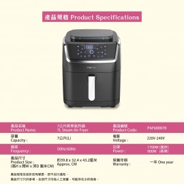 普樂氏 2合1 蒸氣焗爐及氣炸鍋 7公升 (黑色) PAF600070 全新配備蒸煮及氣炸功能 一機煮出健康蒸煮及香脆食物 蒸 煎 炸 烤 焗樣樣皆能 滿足不同口味 8項預設烹飪程式 使用方便 平行進口貨品 送 LK86 全新升級 TFT 大屏幕指夾式血氧儀 平行進口貨品  Proluxury 2-in-1 Steam Oven and Air fryer 7L (Black) PAF600070 Parallel Import goods