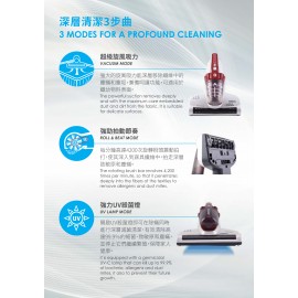 Candy 金鼎 MBC500UV082 500W 手提式除塵蟎吸塵機 (白棗紅色) 無塵袋式除蟎吸塵機 殺菌紫外線燈可殺死高達99.9％的細菌 過敏原和塵蟎 香港行貨  Candy MBC500UV082 500W 3-in-1 Mattress Cleaner (Opal White and Dark Ruby) HK Authorized Goods