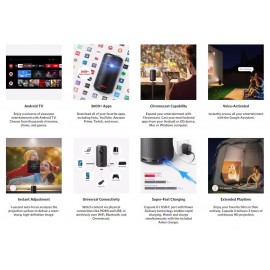 Anker 安克 Nebula Capsule 2 汽水罐易攜式微型智能投影機 D2421V11 被稱為世界上第一個Android TV Pocket Cinema 1秒自動對焦 100英寸的屏幕尺寸 200 ANSI流明 720p分辨率 Android TV 9.0 香港行貨  Anker Nebula Capsule 2 Mini Portable Projector (Black) D2421V11 HK Authorized Goods