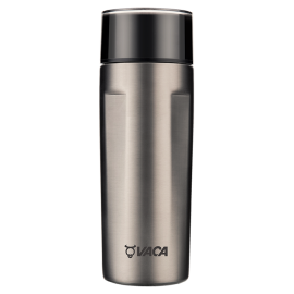 小牛角 VACA TEC系列 330ml 骨瓷內膽不銹鋼真空杯 附有茶隔 (鋼灰色) HCB204GY 平行進口貨品 送 金桔檸檬百香果茶 (10 獨立茶包)   VACA TEC series 330ml Bone China Liner Vacuum Mug with Tea Strainer (Gray) HCB204GY Parallel Import goods
