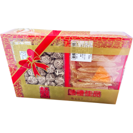 [珍貴送禮] 日本白花菇仔 x 金龍花膠筒禮盒裝 (150g/日本白花菇仔 100g/金龍花膠筒) 珍貴交匯 無論是送禮或自用 一種特別的方式來表達我們的關愛和尊重 蔘茸海味的極致享受 平行進口貨品 [Precious Gift] Japanese Mushroom x Dried Fish Maw/Gift box (150g/Japanese Mushroom 100g/Dried Fish Maw) Parallel Import goods
