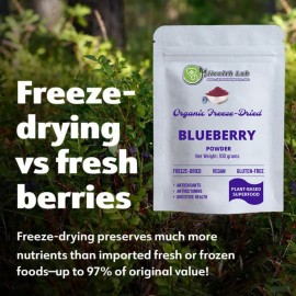 Health LabSUPERFOODS - 有機藍莓粉，3.53 盎司（100 克）