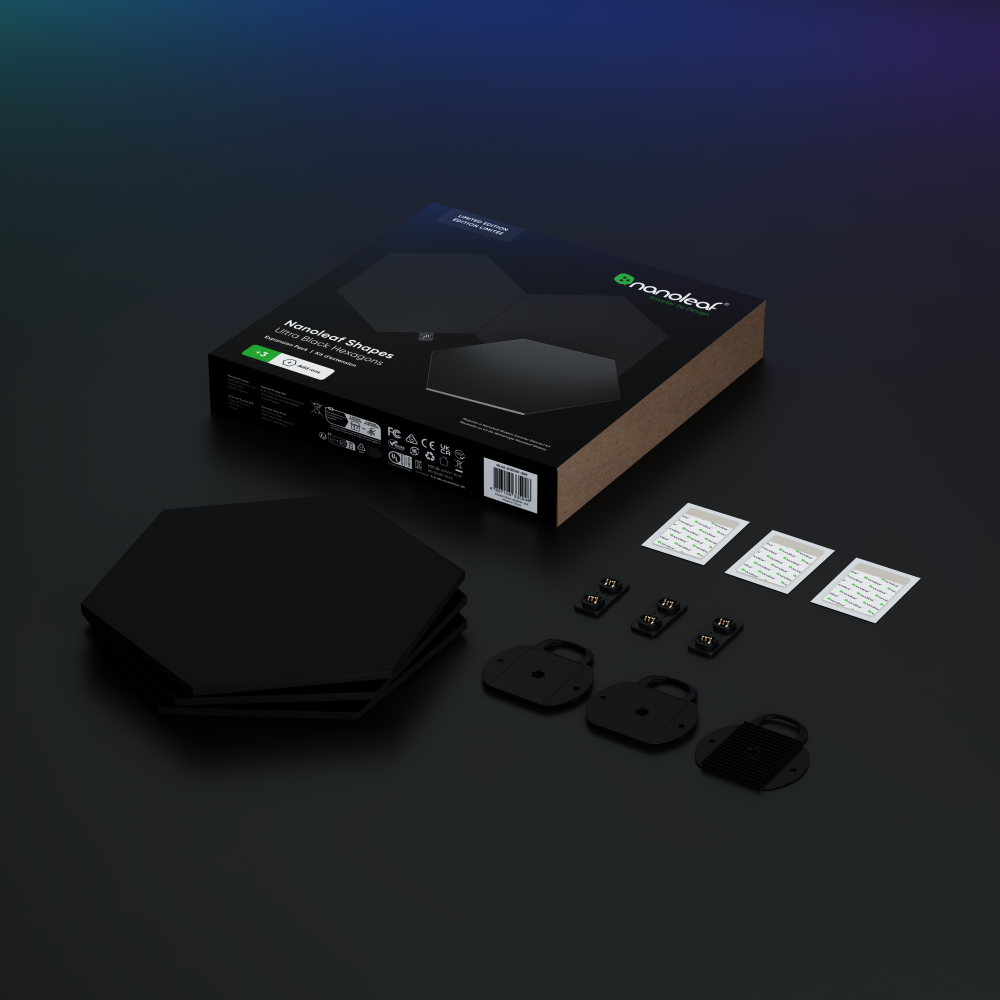 Nanoleaf Ultra Black Hexagons Expansion Pack 型格黑色六角形智能燈板擴充裝 (3塊)