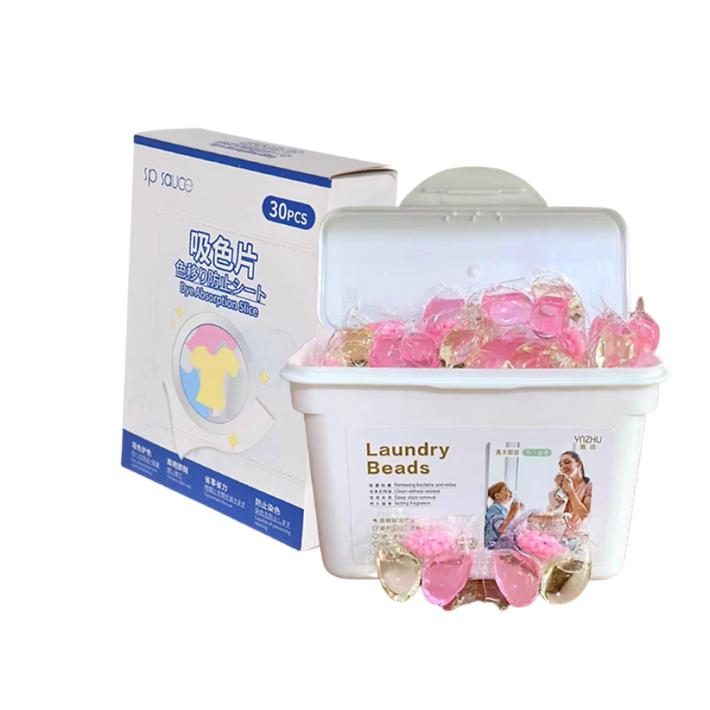 日本洗衣吸色片+洗衣凝珠Laundry anti-cross color chips + 3 in 1 Laundry beads 30 pcs/box